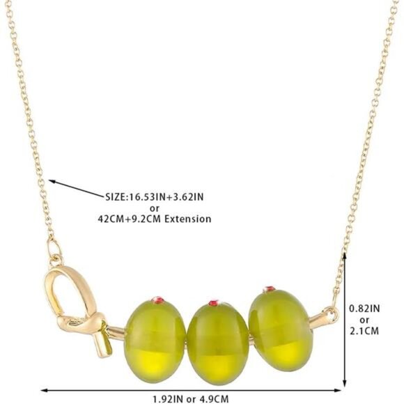 Anthro Unique Martini Olive Necklace Cocktail Jewelry - Picture 2 of 7